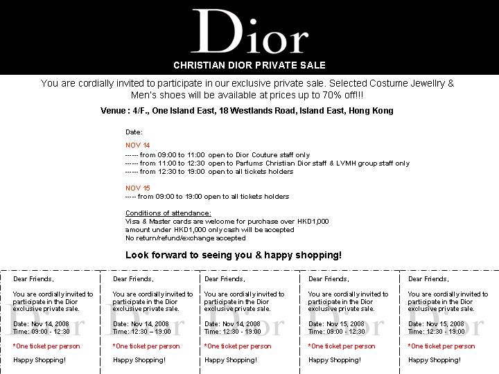 Dior shop private sale